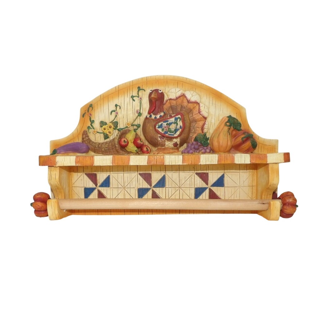 Thanksgiving Turkey Harvest Wall Shelf Paper Towel Holder Rustic Fall Decor